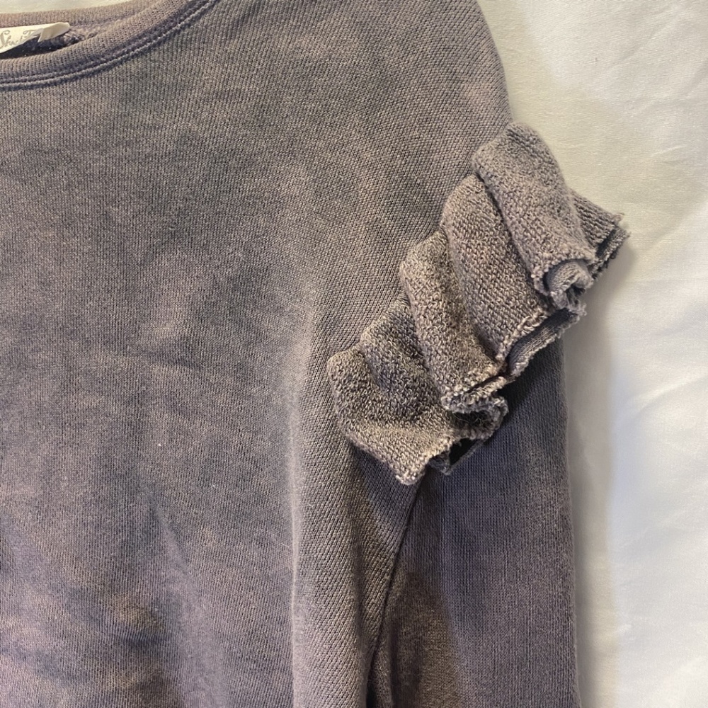 Love Shack Fancy Purple Ruffle Crop Sweat Shirt
